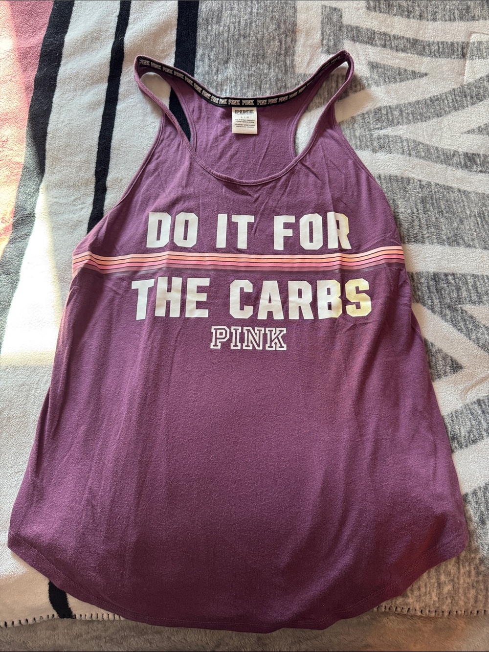 PINK Victoria's Secret Purple Racerback Tank with Black Trim